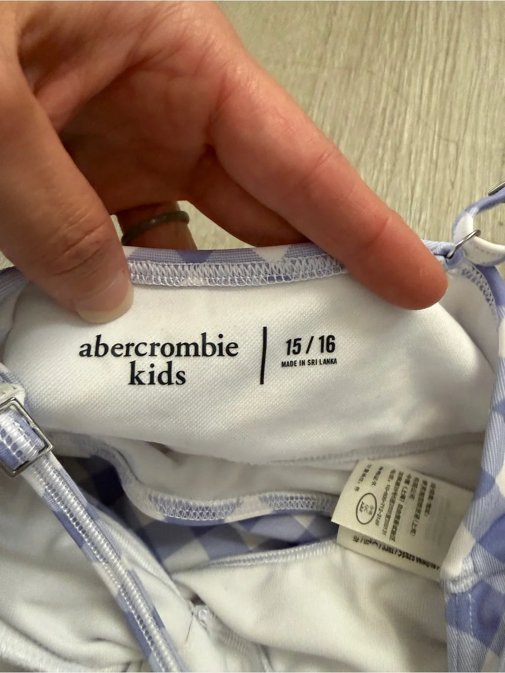abercrombie kids 15/16 Lavender and White Gingham One-Piece Swimsuit